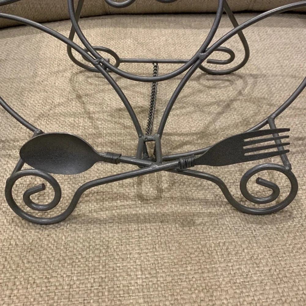 Unique Knife & Fork Silver Cookbook Stand